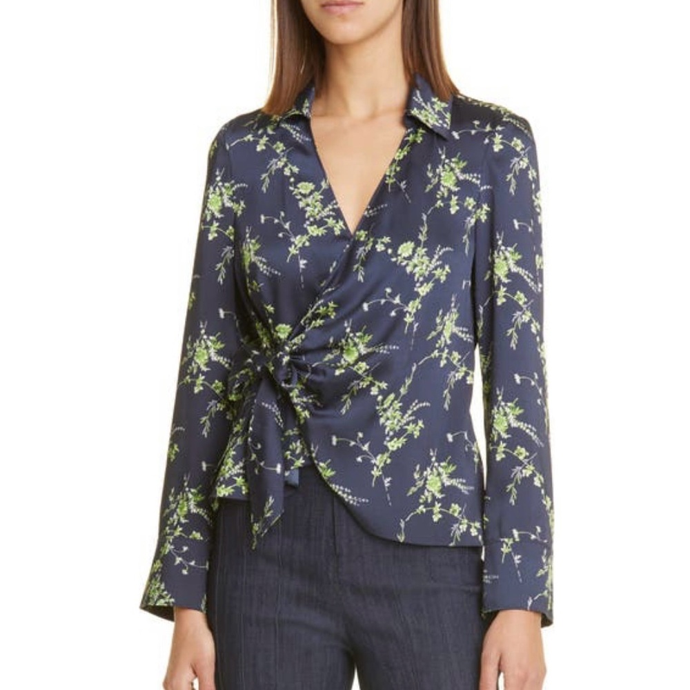 NWT 5a7 Cinq a Sept Satin Wrap Blouse